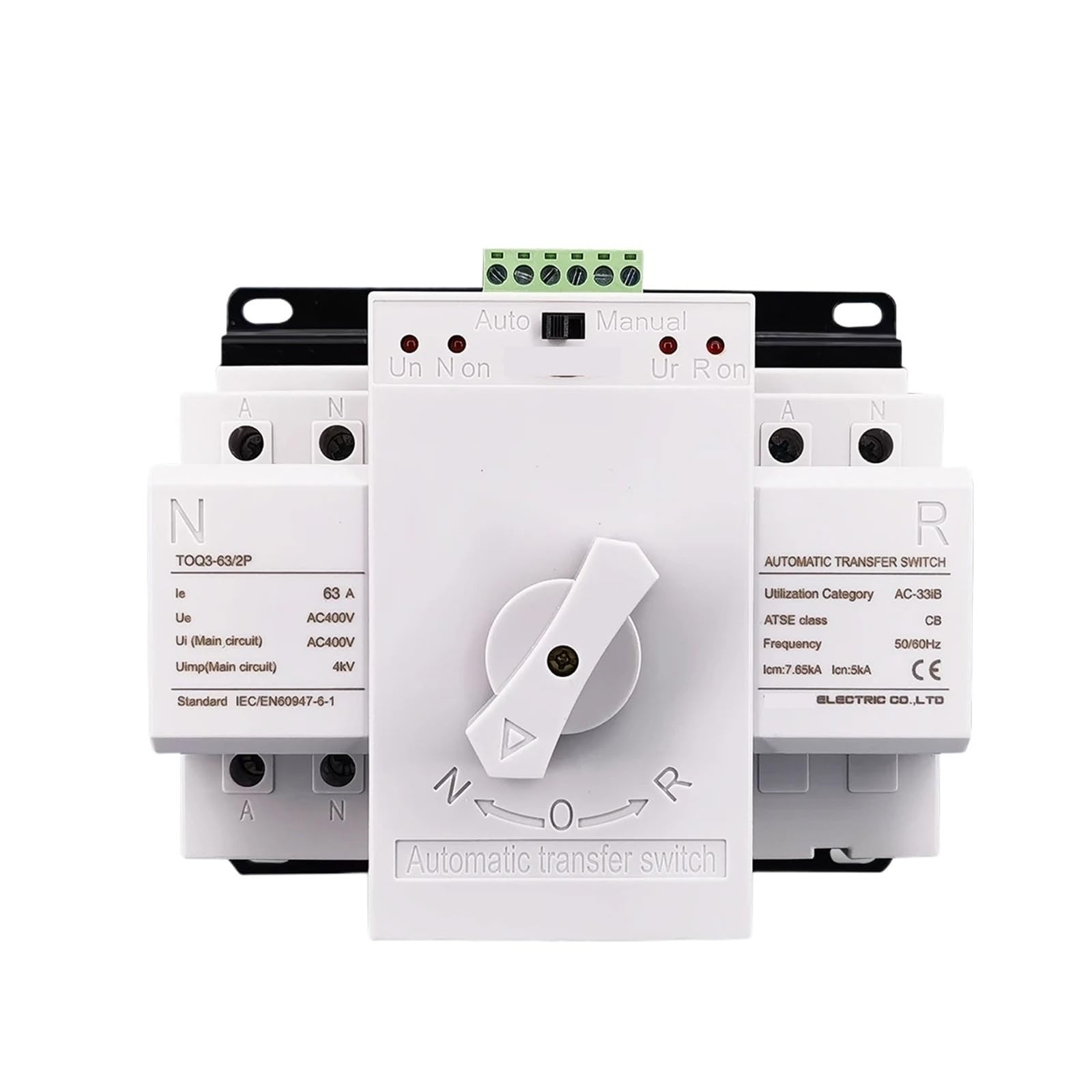 VSPPJYFG 2 Input 1 Outpout 2P 63A 230V 50/60Hz MCB Type Dual Power Automatic Transfer Switch ATS 1Pcs