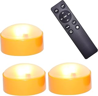 CANDLE CHOICE Halloween Pumpkin LED Lights with Remote and Timer Bright Flickering Battery Operated Jack-O-Lantern Electric Flameless Candles for Halloween Decorations Pumpkin Decor 3 Pack Orange