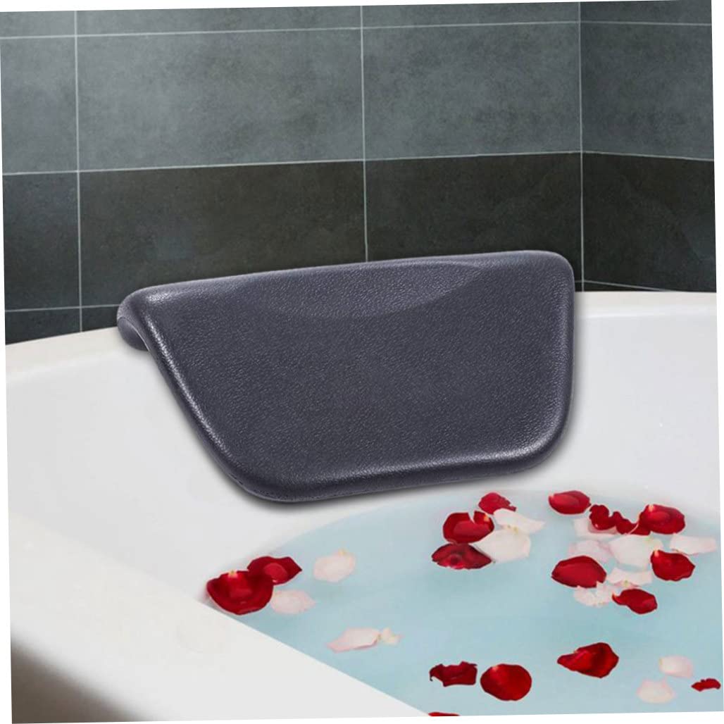 Almohada de baño de piel sintética, cojín de spa ergonómico para la cabeza y el cuello, para el hogar, jacuzzi, accesorios para el hogar, color negro