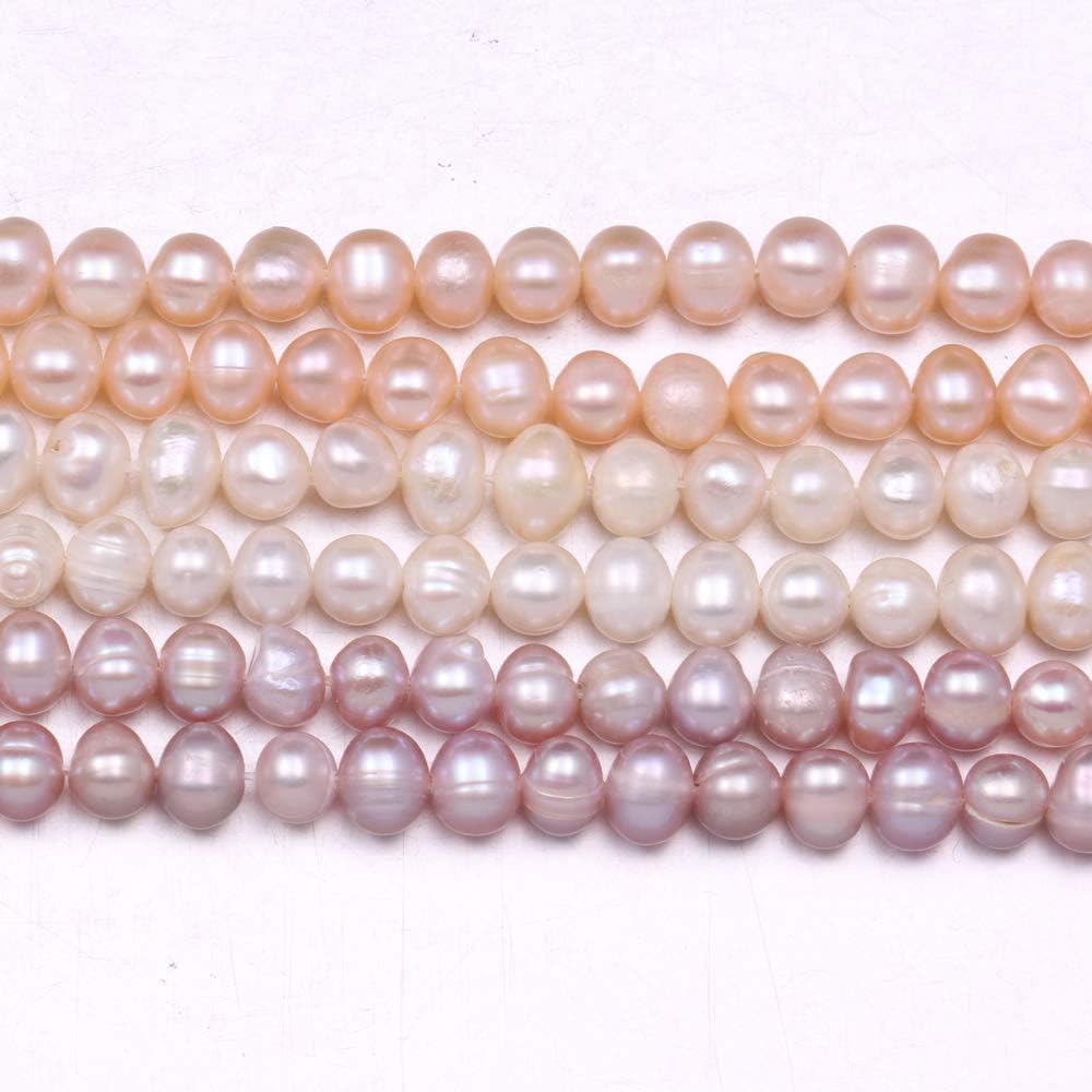 Natural Pearl Beads 100% Freshwater Natural Round Pink Pearl Loose Beads (2 Strands) Punching 6-7mm one Strand 14.2 inch for Jewelry Making Necklace Bracelet Charms… - Image 8