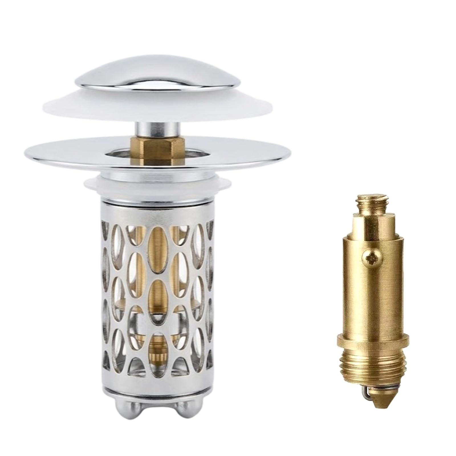 Professional Popup Drain Stoppers with Hair Metal Construction Sink Drain Cover for Bathroom Vanity Sinks Bathroom Sink Lid