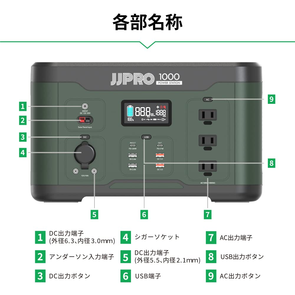 Amazon.co.jp: JJPRO ポータブル電源1000／1000W AC Power Station