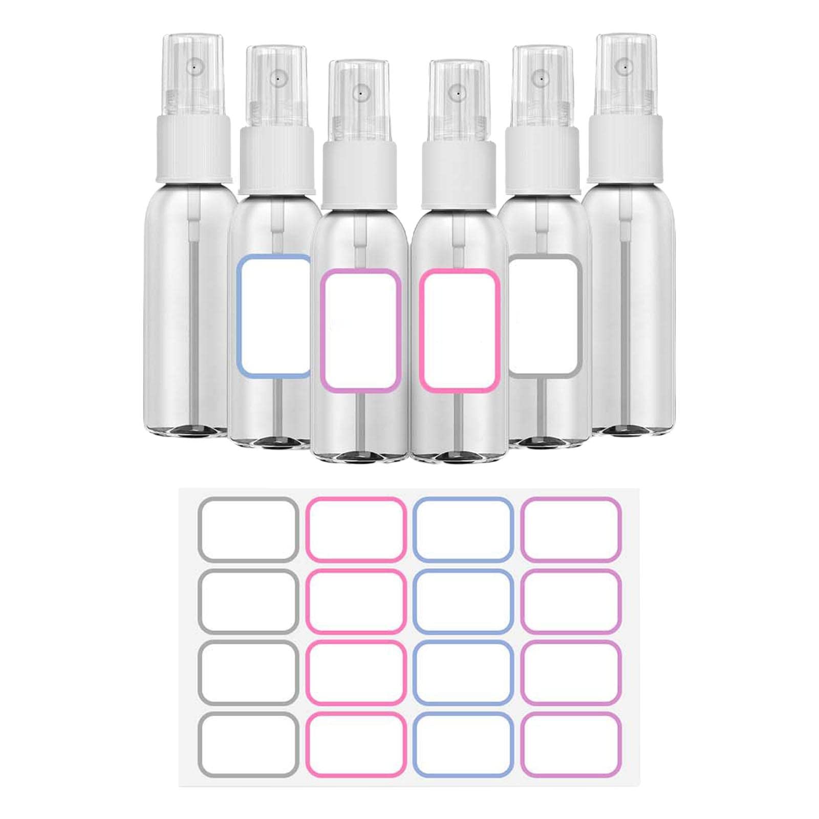 WOVEBIUS 6x 50ml Spray Bottles Refillable Empty Mini Clear Plastic Container Travel