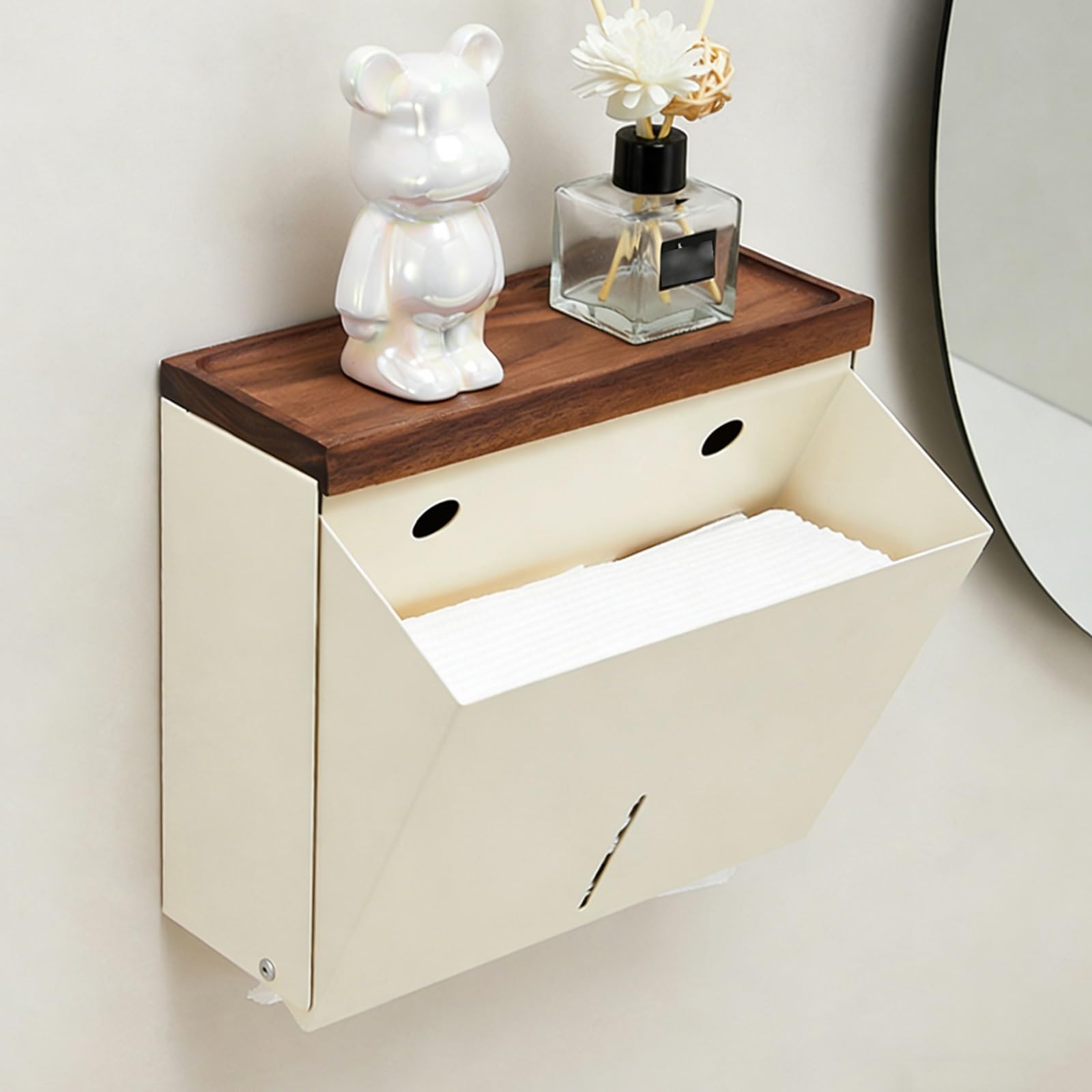 Dispensador Papel Secamanos, Portarrollos Papel Higienico, Dispensador de Pañuelos Metal, Porta Papel Higienico de Baño Montaje en Pared(White)