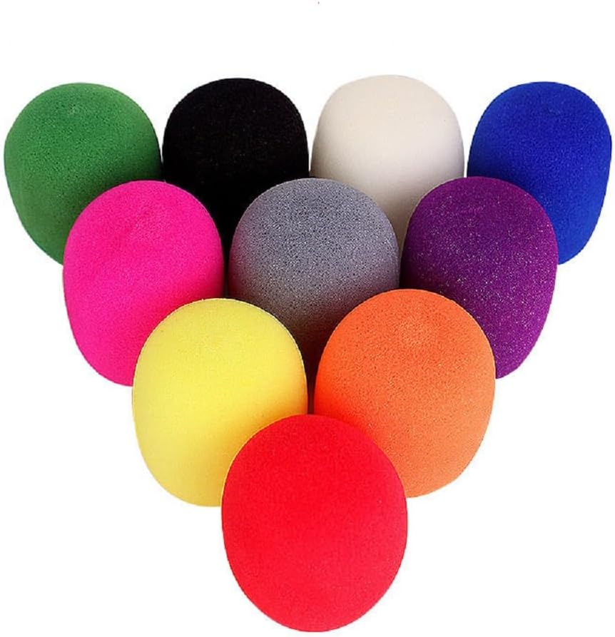Yiasangly Microphone Cover, Thick Colorful Foam Mic Cover, Handheld Stage Microphone Windscreen, Reusable Foam Covers， Foam Micro Filter for Most Handheld Microphone for Karaoke DJ – 10 Pieces