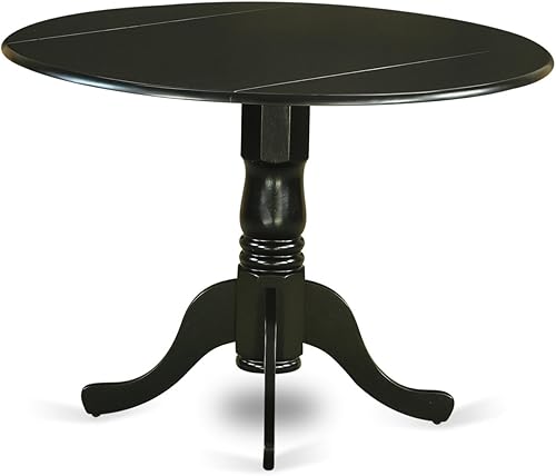 Miniatura 6 de East West Furniture DLAB3-BLK-06 - Juego de comedor de 3 piezas para espacios pequeños, contiene una mesa de comedor redonda con Dropleaf y 2 sillas