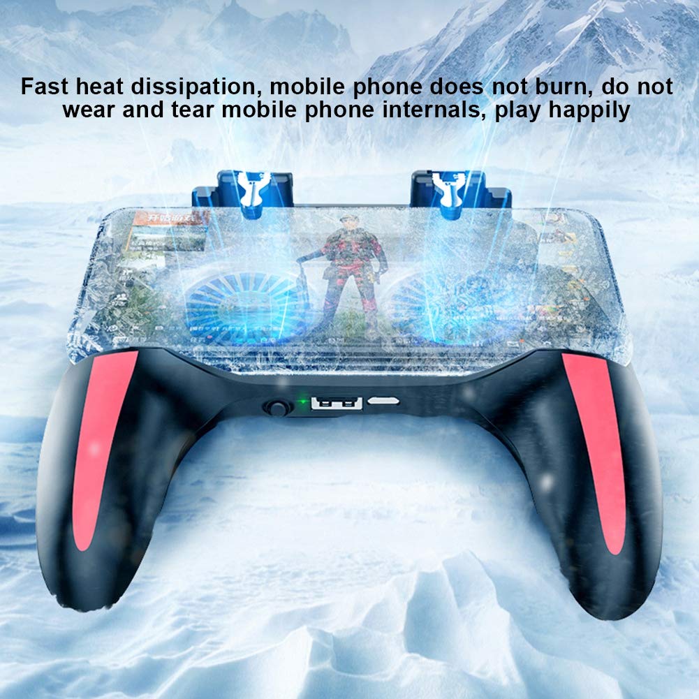 Doppia ventola di raffreddamento Controllo del gioco per telefono cellulare, gamepad ergonomico per smartphone con batteria da 2500 mAh/5000 mAh per telefoni da 4,7-6,5 pollici(5000 mAh)