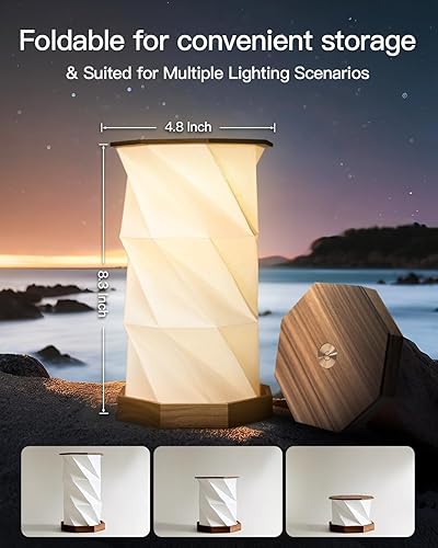 Miniatura 4 de JTT Lámpara de mesa portátil recargable pequeña lámpara de escritorio inalámbrica LED regulable luces de noche de cabecera plegable lámpara de papel