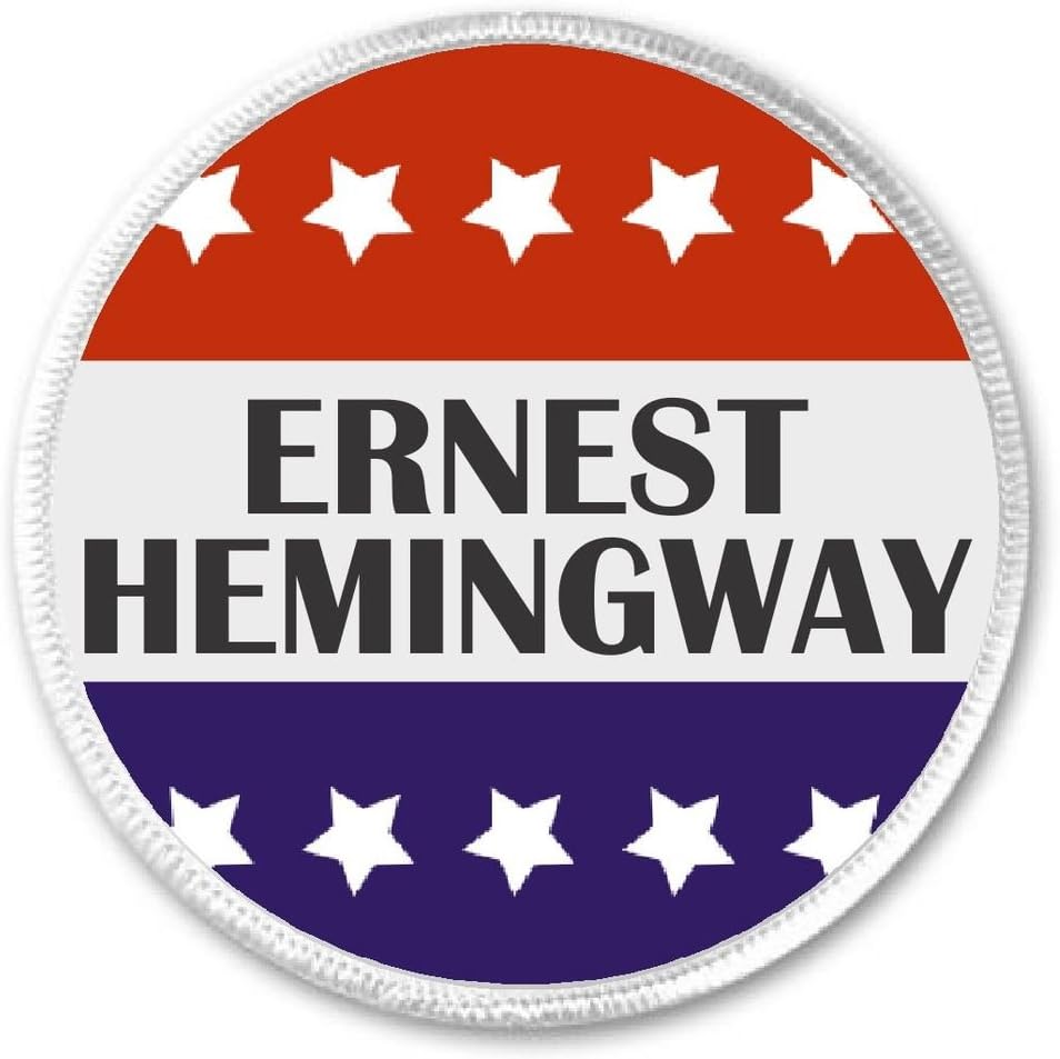 Ernest Hemingway Red White Blue Stars 3" Sew On Patch American Hero