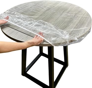 Evelots Clear Round Fitted Vinyl Table Cover, Waterproof, Fits 57-65 Inches