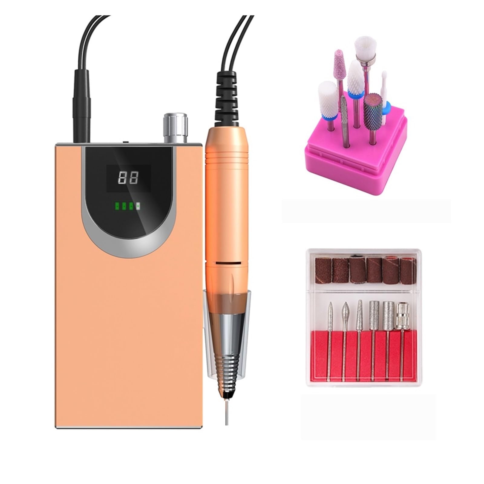 Lima Unghie Elettrico, Trapano for unghie cordless portatile, trapano for lima for unghie elettrico ricaricabile da 30000 giri/min(Champagne Set)