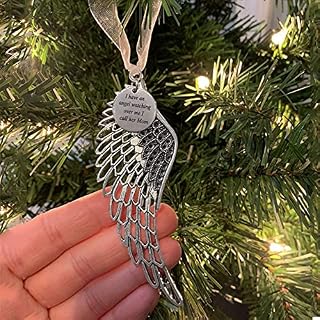 BTORER Christmas Memorial Baubles, I Have an Angel Watching Over Me Round Shape Design Angel Wings Shaped Pendants 2022 Christmas Tree Ornaments Ribbon Hanging Decoration