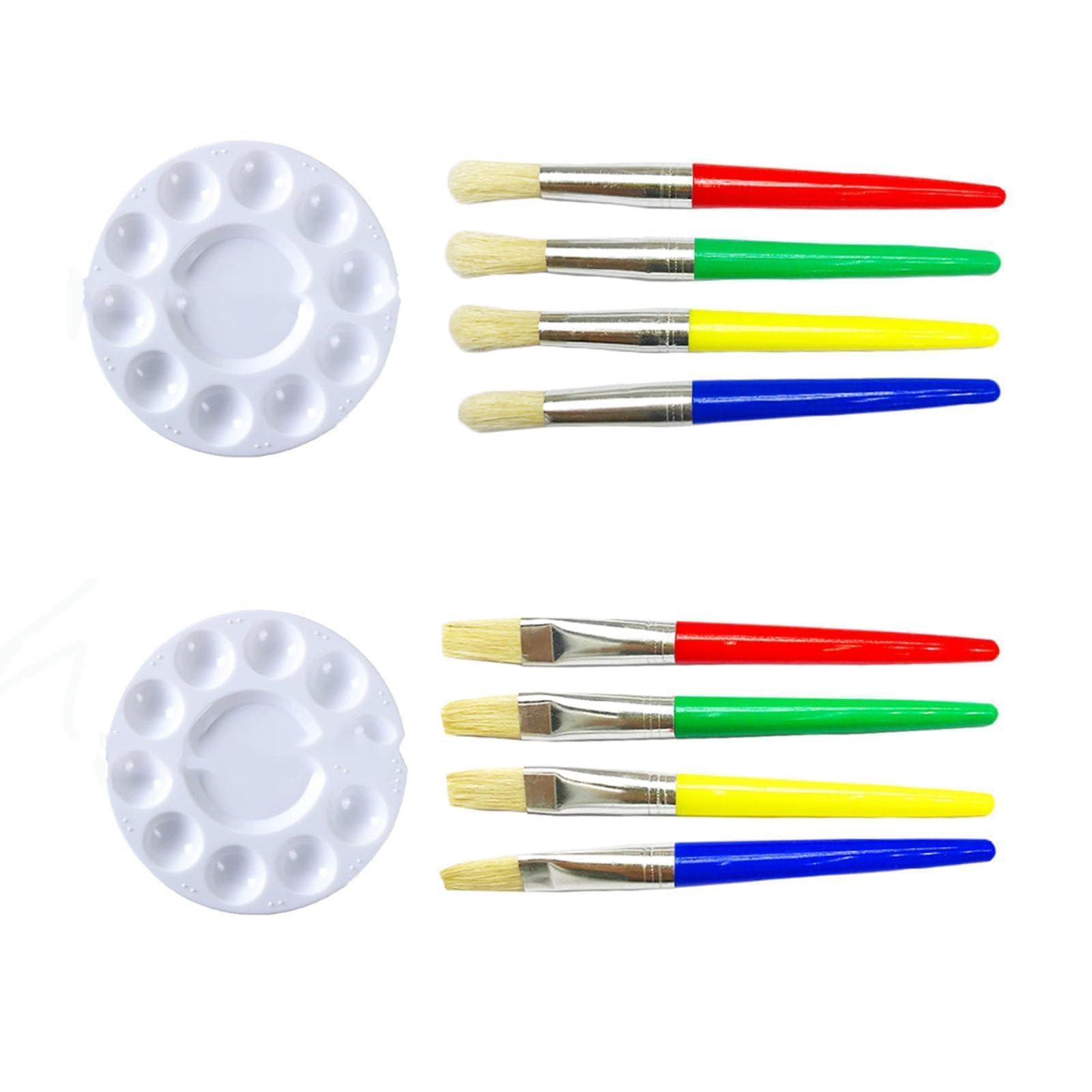 8PCS Kids Paint Brushes,Childrens Painting Brush with Palettes, Colorful Painting Brushes Toddler Large Chubby PaintBrushes for Classroom Washable Paint Acrylic Paint