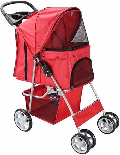 Paws Pals - Cochecito de 4 ruedas Elite Jogger para mascotas gatosperros cómodo al caminar y plegable para viajes
