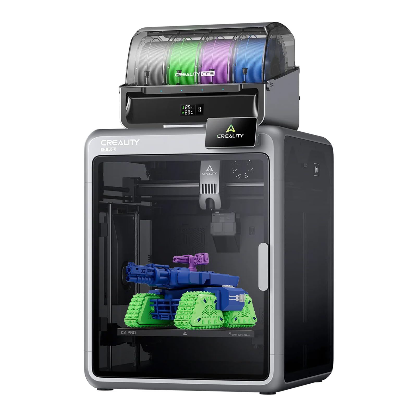 Creality K2 Pro Combo stampante 3D con CFS – stampa multicolore, 600 mm/s velocità massima, livellamento automatico, doppia fotocamera AI, riscaldamento dell'alloggiamento attivo & 300 x 300 x 300 mm