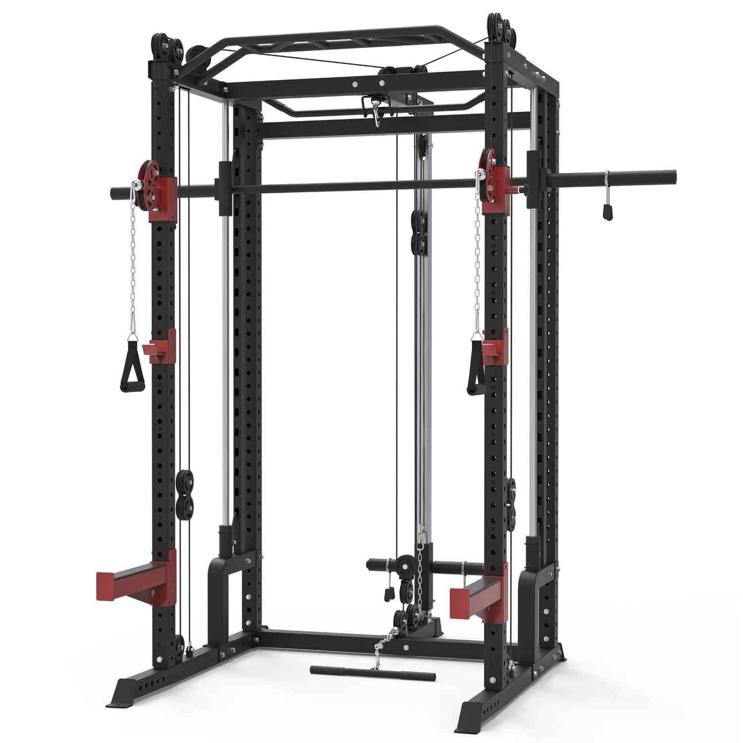 Train Hard® Smith Maschine Power Rack Multipresse Kraftstation, Beinpresse, Klimmzug, Latzug, Dip Bar, Rudern, Langhantel und Zubehör Modell 2024