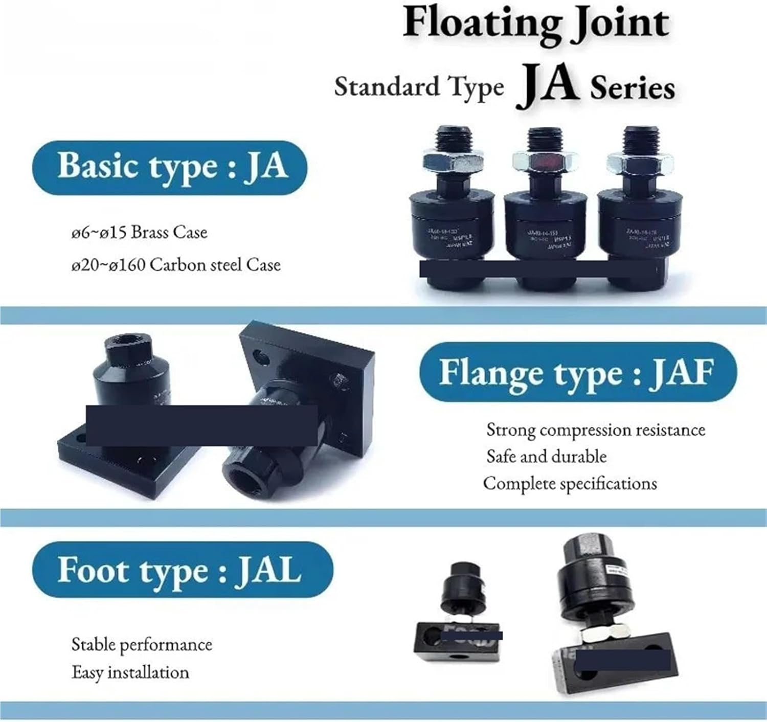 1pcs JAF JAL JA40 JA50 JA63 JA80 JA100 JA125 JA140 160-12 14 16 18 20 22 24 26 27 30 33 36-125 150 175 200 250 300 Floating Joints(PURPLE,JA Basic type)