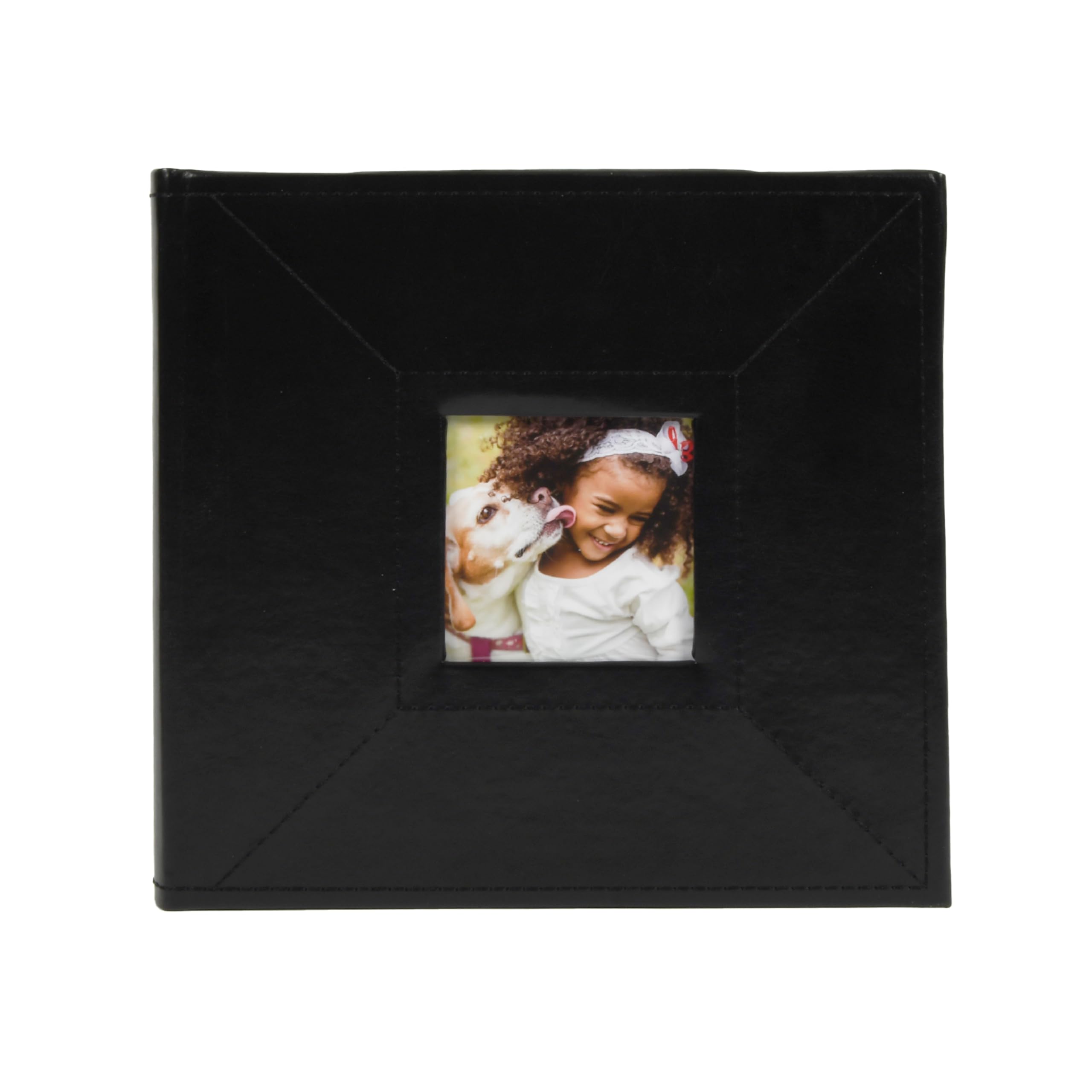 Album fotografico in ecopelle nera con copertina per finestra, contiene foto da 120 a 10 x 15 cm