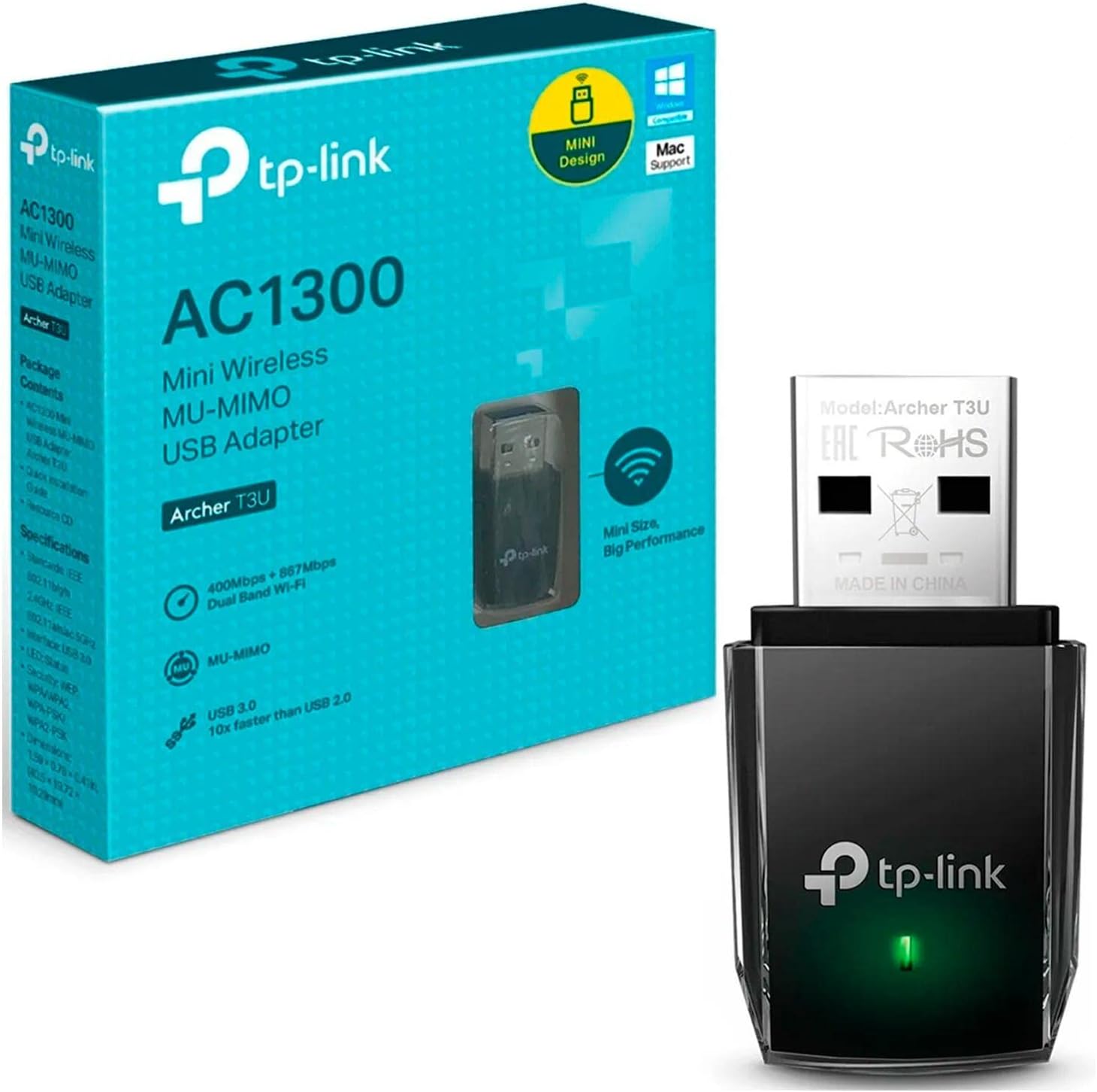 TP-Link AC1300 USB WiFi Adapter(Archer T3U)- 2.4G/5G Dual Band Wireless Network Adapter for PC Desktop, MU-MIMO WiFi Dongle, USB 3.0, Supports Windows 11, 10, 8.1, 8, 7, XP/Mac OS X 10.9-10.14 - Image 6