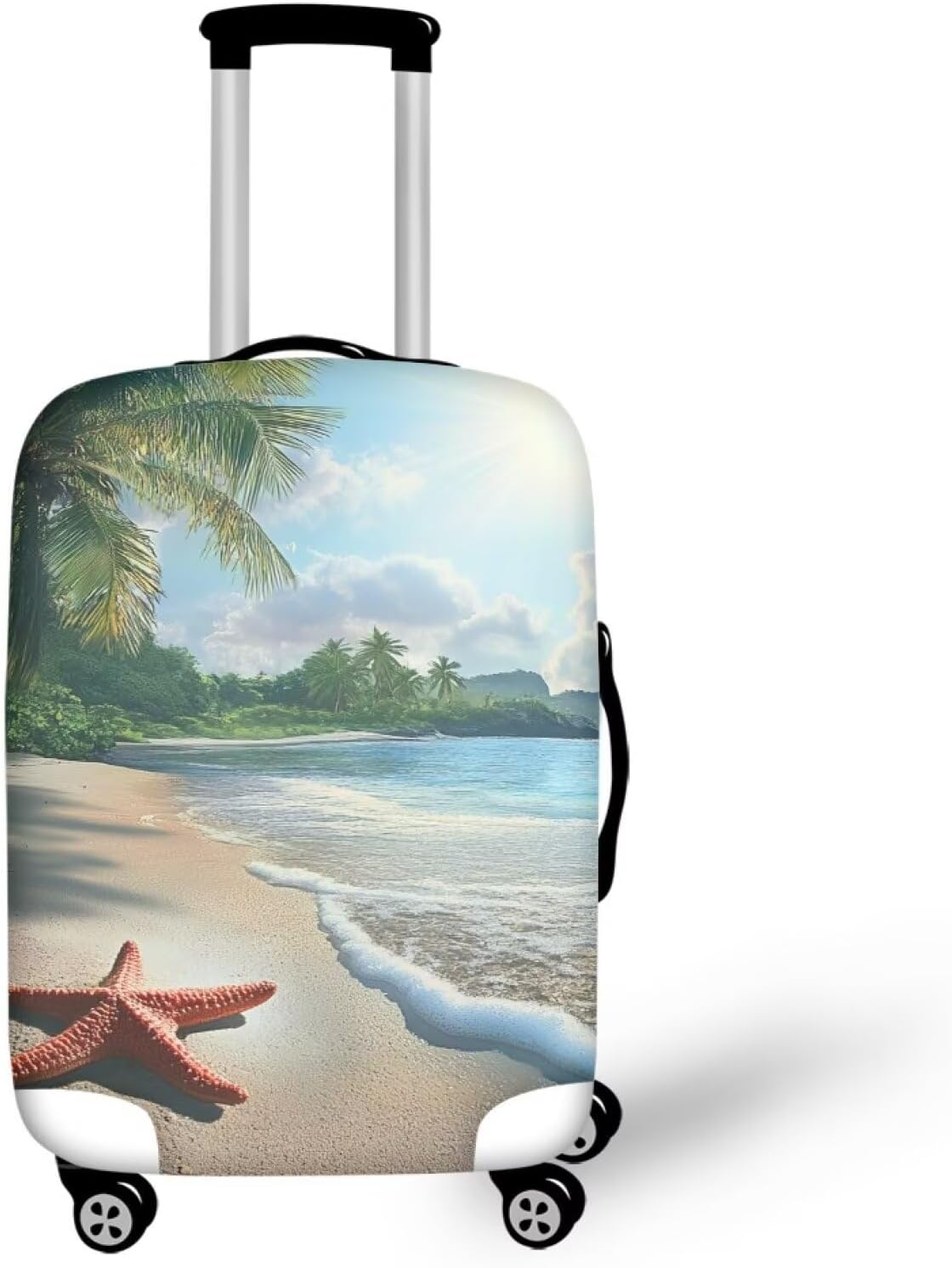 Cozeyat Beach Theme Travel Luggage Cover Protector Washable Elastic Baggage Cover Anti-Scratch Sleeve with Zipper for Wheeled Suitcase Travel Accessories
