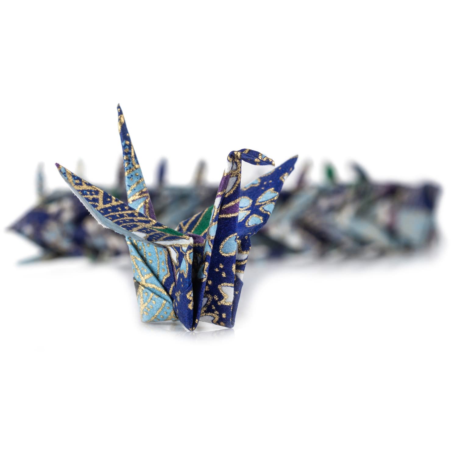 Lot De 10 Grues Origami Bleues Japonaises – Papier Washi 7,5 Cm, Symboles De Chance Et Longévité, Faites Main Au Népal - 3