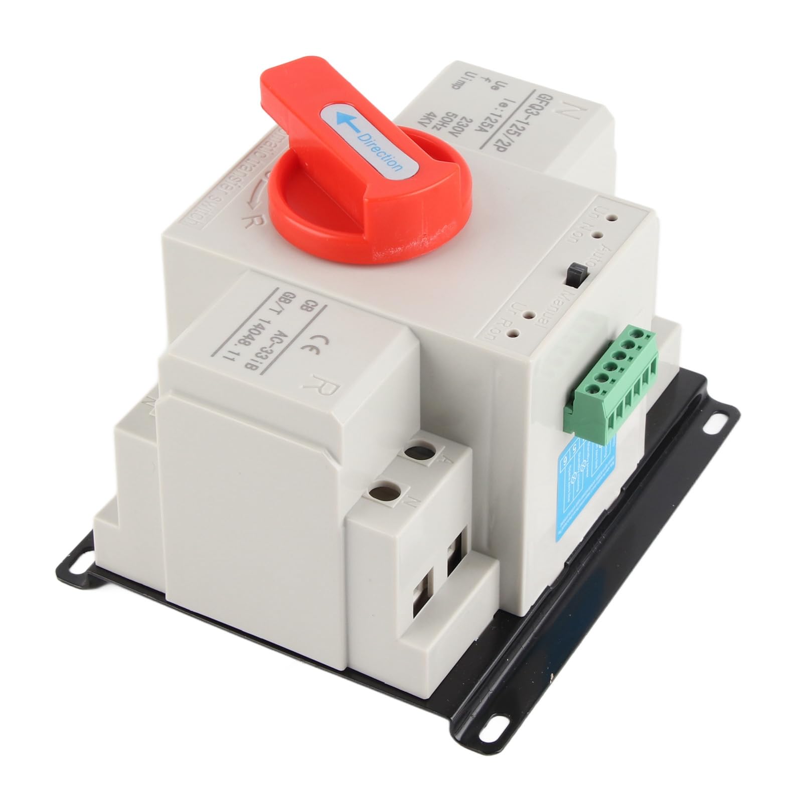 AC230 V 125 A Mini Dual Power automatyczny przełącznik transferowy ATS 2P, ręczna obsługa, wielokrotna ochrona, łatwa instalacja, PC i mosiądz, do szpitala, sklepu, banku