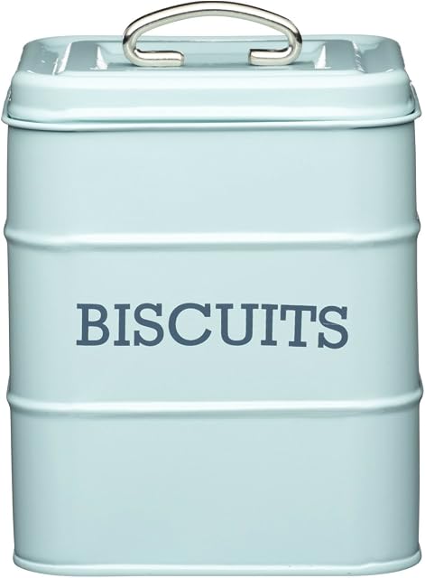 KitchenCraft Living Nostalgia LNBISCBLU Biscuit Tin, Light Blue, 14.5 x 19 cm