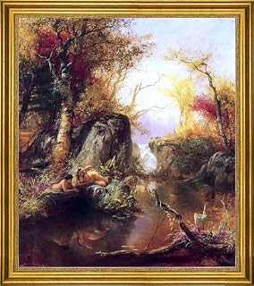 Art Oyster Jerome B. Thompson Indian Idyll - 16" x 20" Premium Canvas Print with Gold Frame