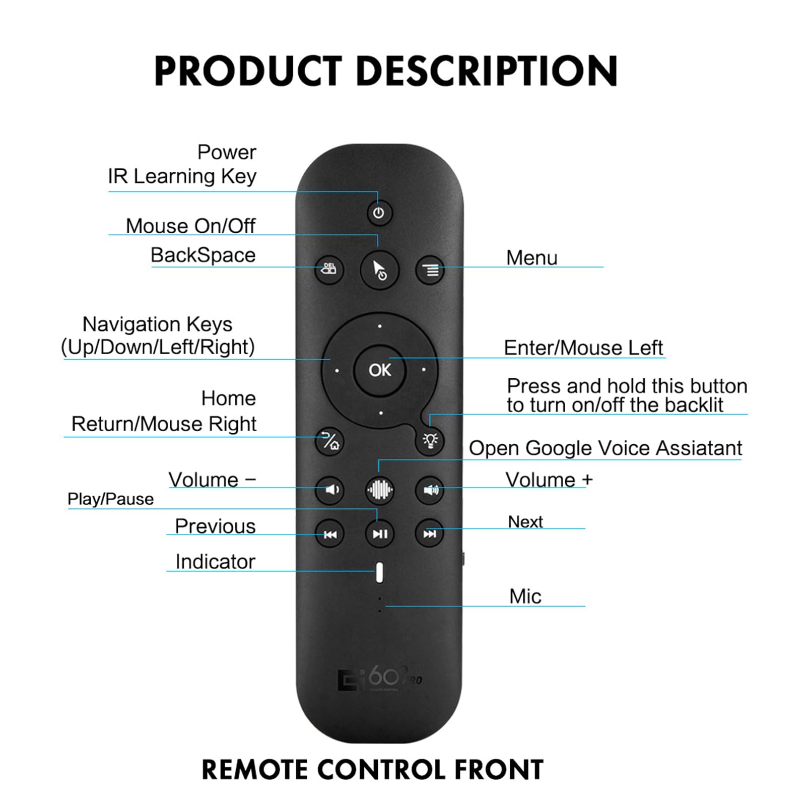 docooler Telecomando vocale Dual Mode BT 2.4G con giroscopio a 6 Assi con Tastiera per Smart TV Android TV Box PC