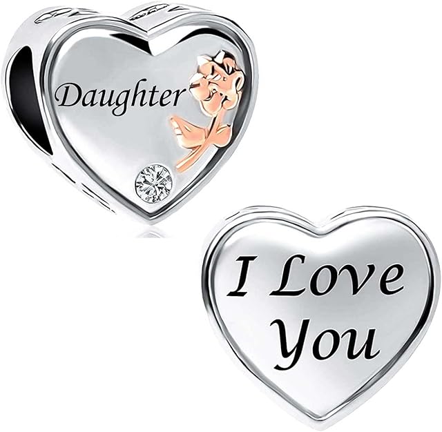 KunBead Jewelry Rose Heart Love Bead Charms for Wife Compatible with Pandora Bracelets