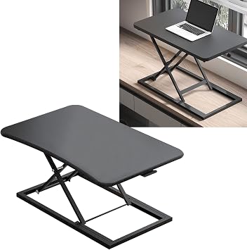 Standing Computer Lift Table, Plate Steel Stable Structure Wide Desktop Sitting Standing Switching 7 Gears Laptop Elevating Table for Office(black)
