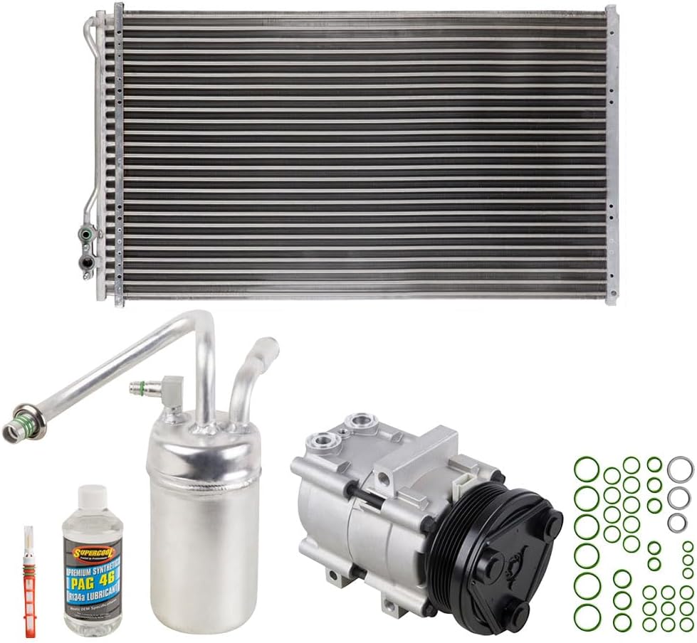 A/C Kit w/AC Compressor Condenser & Drier For Ford Mustang GT SVT Cobra 4.6L V8 1999 2000 2001 2002 2003 2004 New Edge - BuyAutoParts 60-82453CK New
