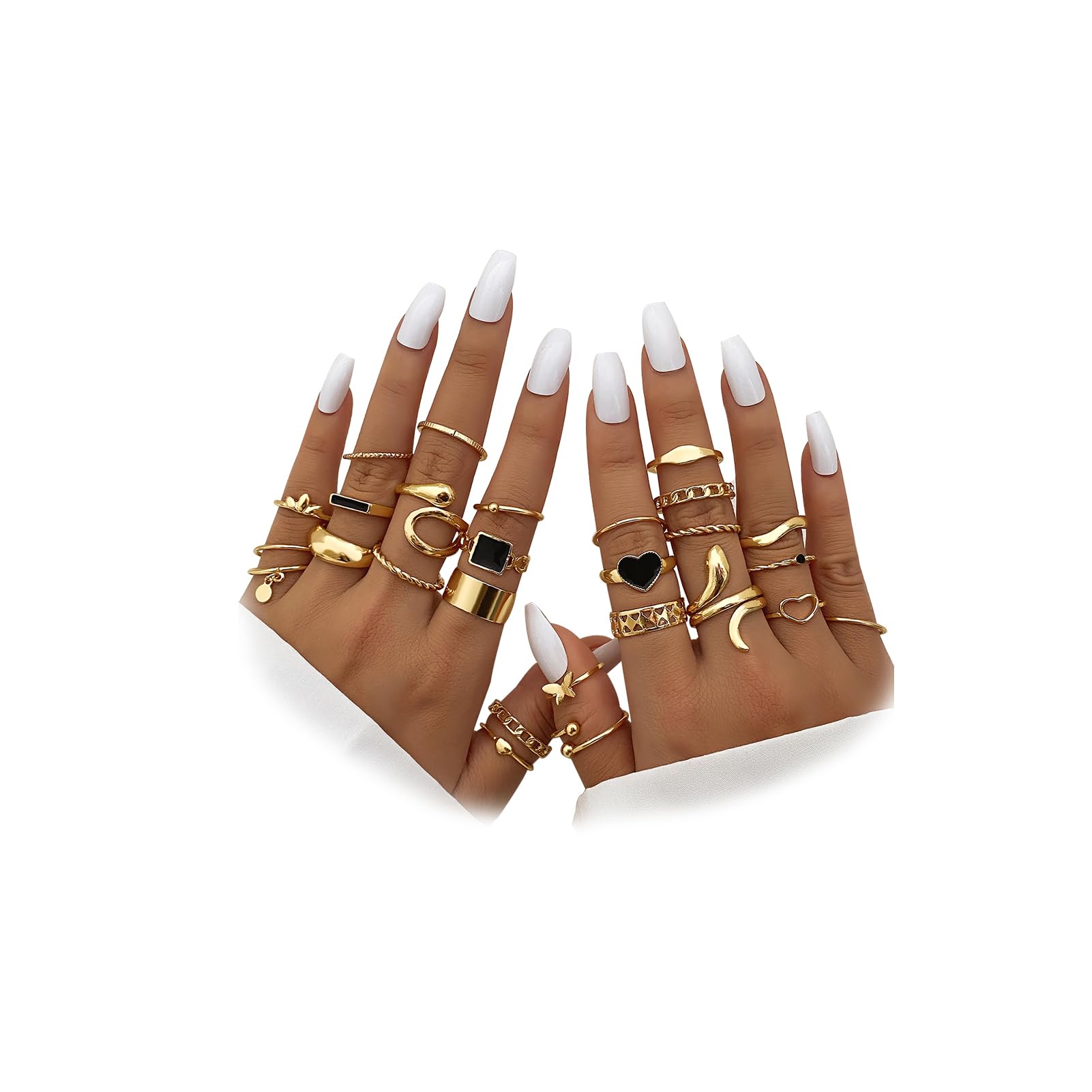 KISS WIFE Gold Stackable Knuckle Rings Set for Women Girls, Boho Trendy Dainty Cute Sparkling Aesthetic Midi Rings Pack,Simple Twist Hollow Crystal Costume Jewelry, Christmas Gifts for Teen Girls