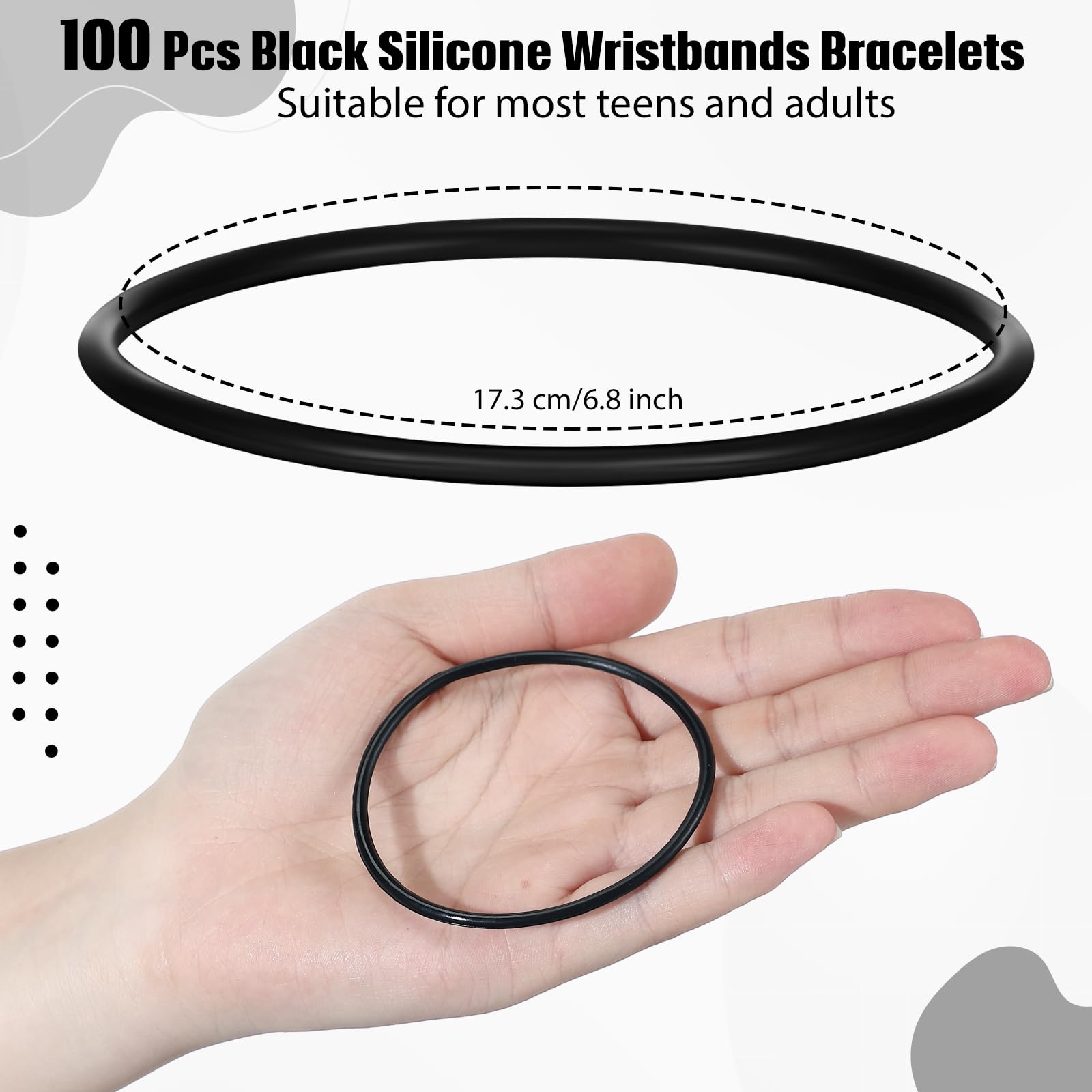 Liliful Black Jelly Bracelets Kids Gummy Silicone Wristbands Bracelets Bulk Rubber Stretchable 80's for Women Retro Theme Rock and Roll Party Costume Events, 6.8 Inch(200 Pcs)