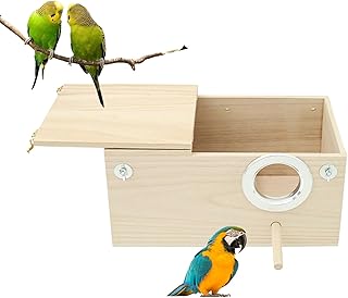 Nesting Box for Parakeets Budgies Nesting Box Bird Nest Breeding Box Wooden Parakeet Nesting Box Bird House for Cage Natural Wood Breeding Box for Parrots Lovebirds Budgies Finches 19.5 x 12 cm product image