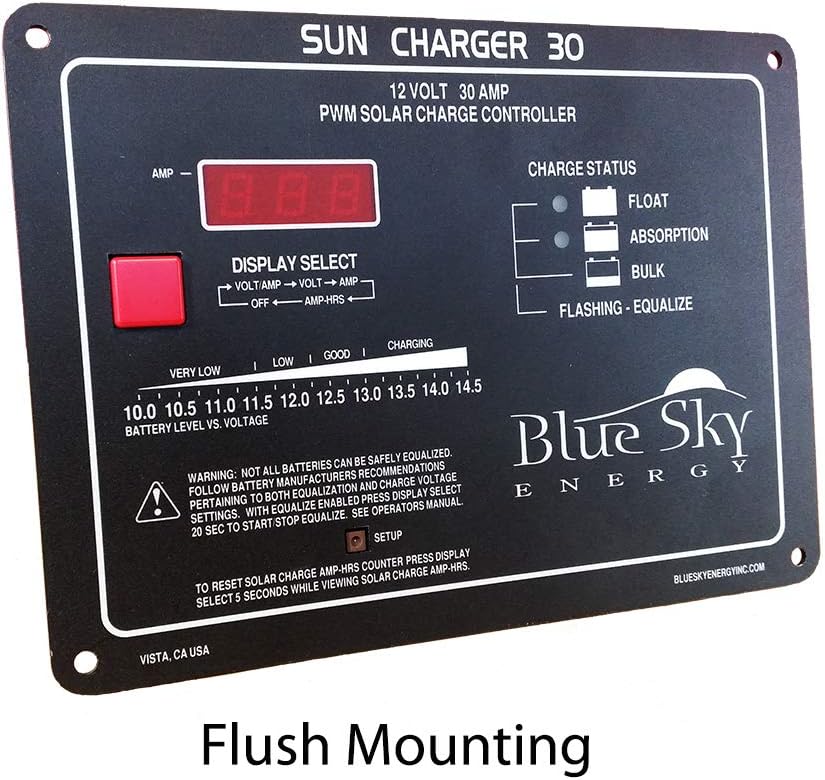 SC30 30A PWM Solar Charge Controller with Display, Fully programmable for Lead-Acid or Lithium Batteries