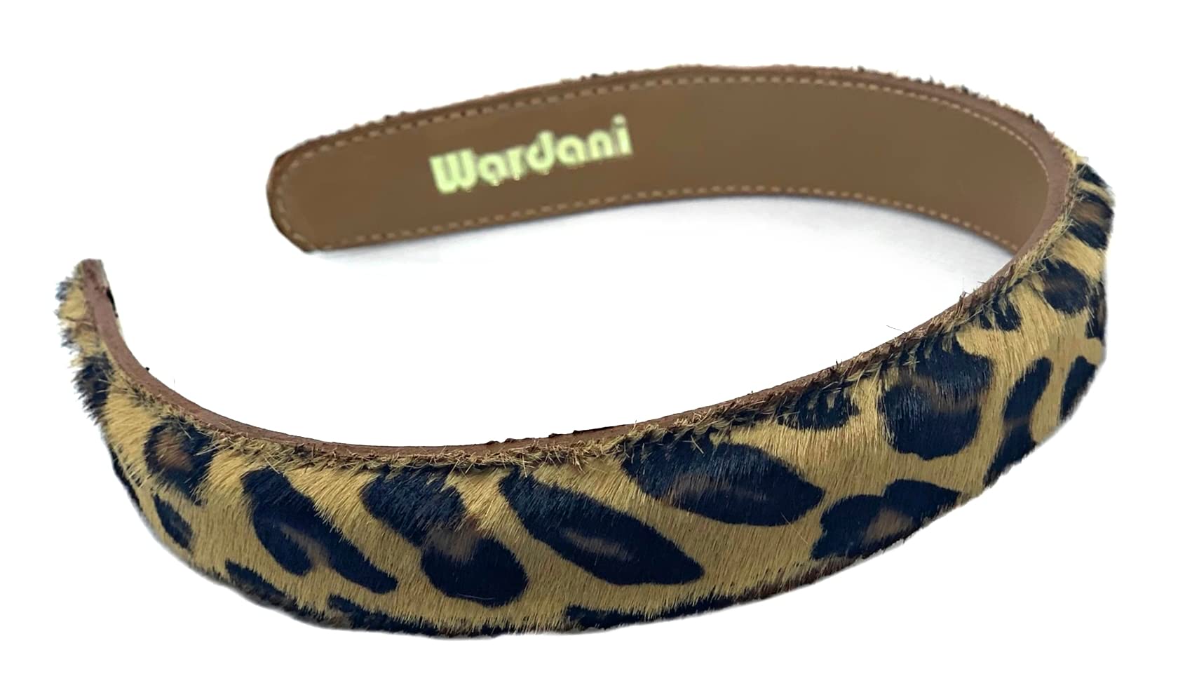 Wardani, 3/4" Genuine Leather hairy animal print headband (Leopard)