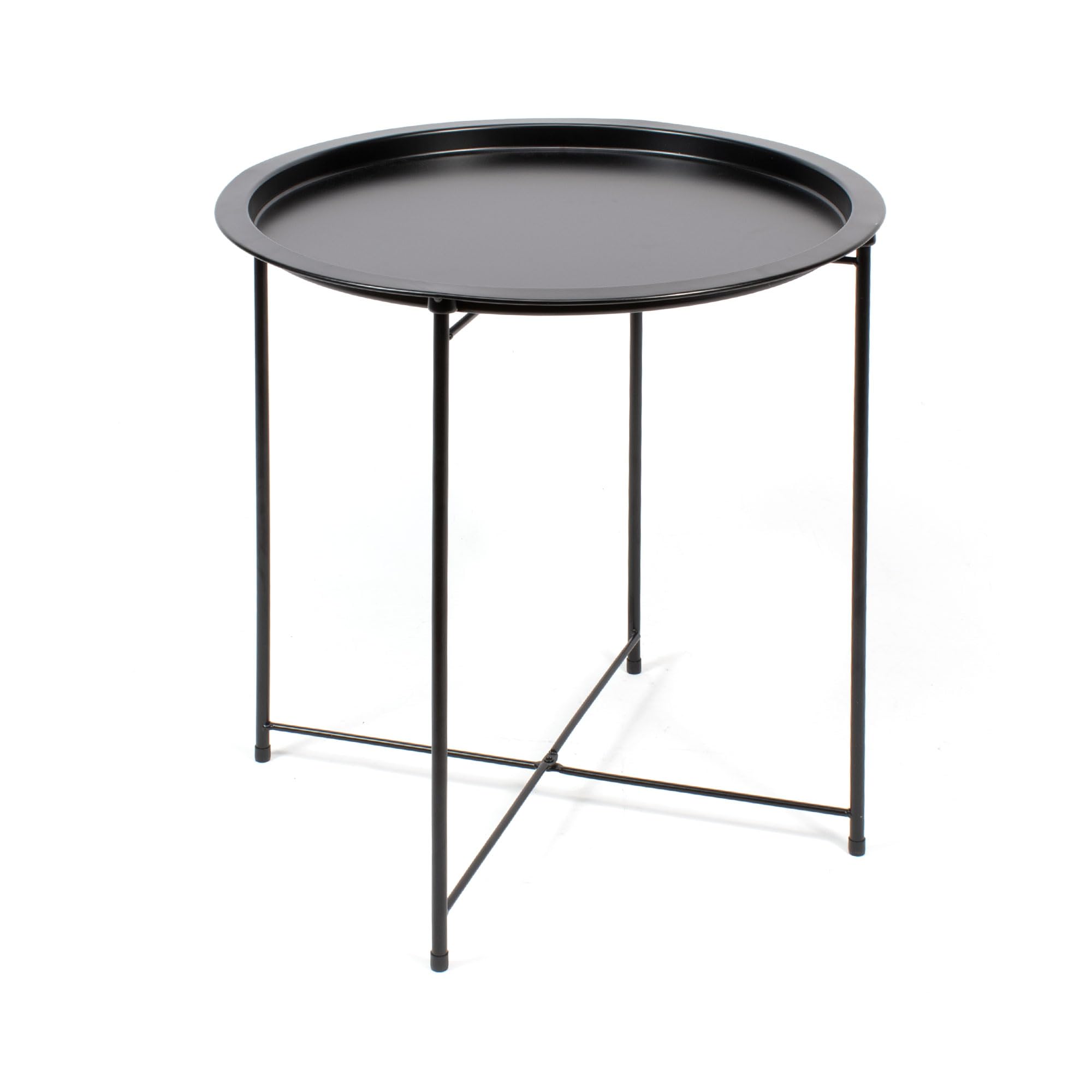 THE SECRET HOME - Mesa de Metal Plegable - D.47X50,5 cm - Mesa Auxiliar de Interior/Exterior - Color Negro - Mesa Ligera de Aluminio