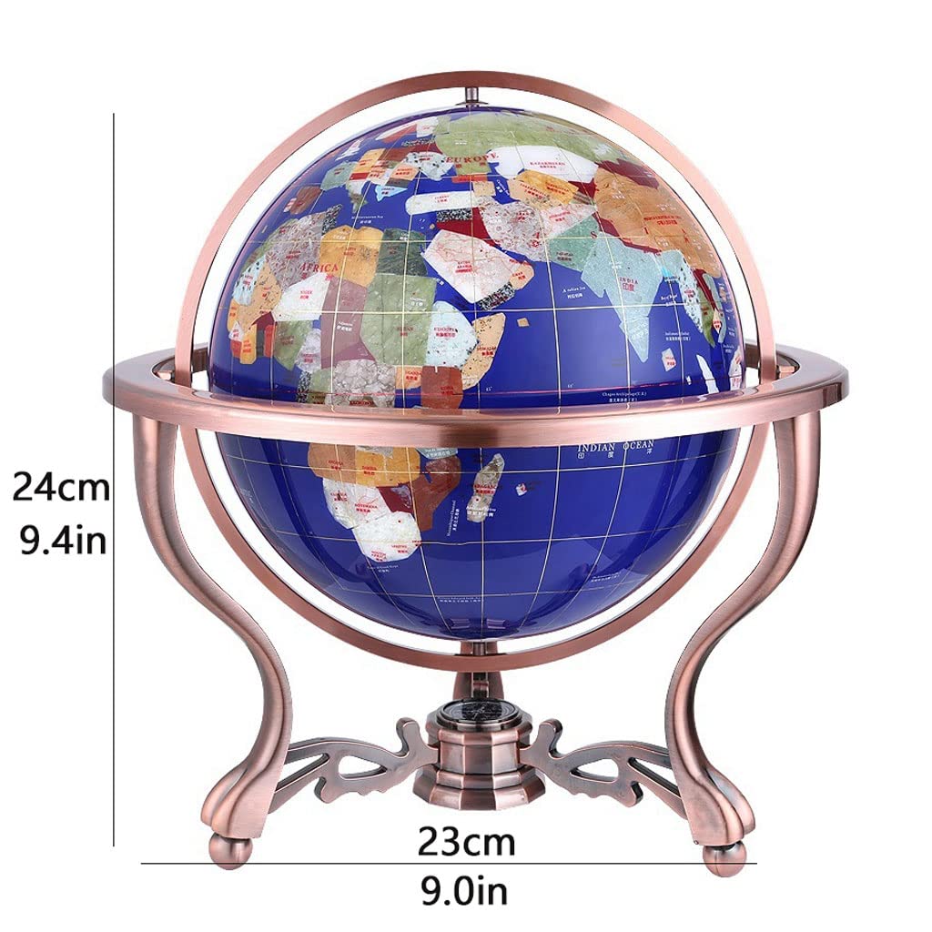 天然石 地球儀 金属製スタンド付き Amazon.co.jp: ジェムストーン地球儀スタンド付き高さ9.4インチ高さ5.9