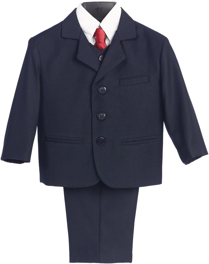 Infant Toddler Husky Boy's Dress Suit with Shirt Vest & Tie (5 Piece)
