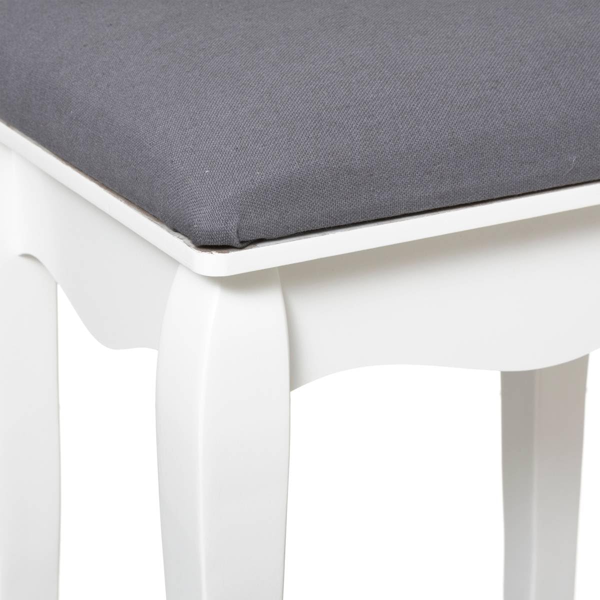Tabouret pour Coiffeuse Aurell - 35 x 28 x 45 cm - MDF - Blanc