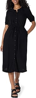 Amazon Essentials Women's Relaxed Fit Half-Sleeve Waisted Midi A-Line Dress
