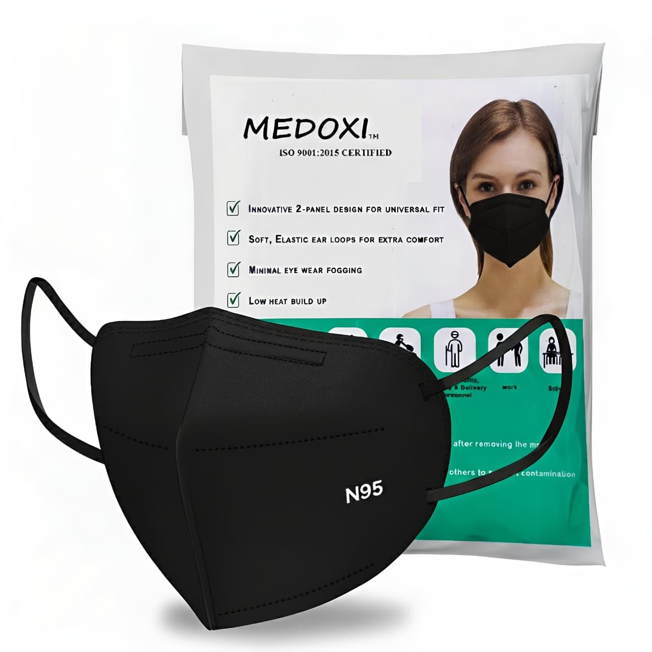 N95/FFP2 Six Layer(6 Layers) Face Mask, ISO 9001:2015 Certified, 2-Panel Design, Non-woven Meltblown Fabric, Soft Elastic Ear Loops, Universal Fit (PACK OF 5)-image-14