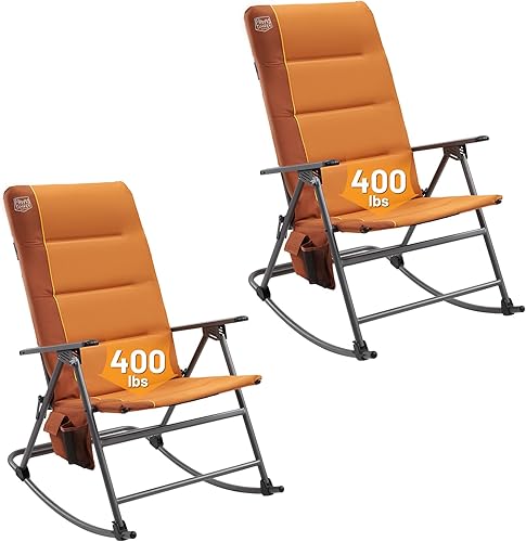 Vista 11 de TIMBER RIDGE Silla de columpio plegable extra grande para acampar, silla de columpio acolchada para exteriores con respaldo alto, silla portátil Azul