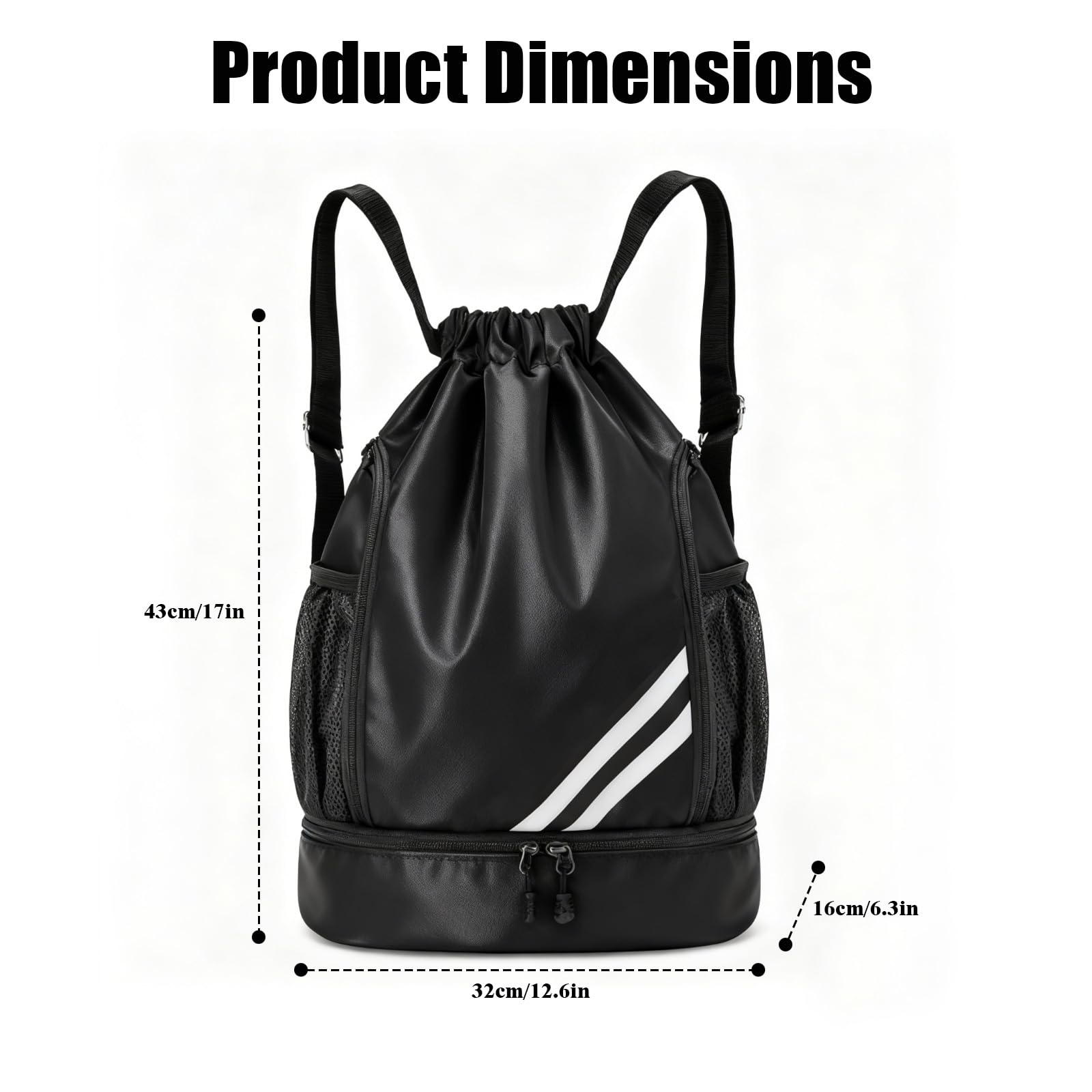 Mochila Gimnasio Hombre Impermeable con Compartimento para Zapatos, Bolsa Deporte Cuerdas Unisex Adulto
