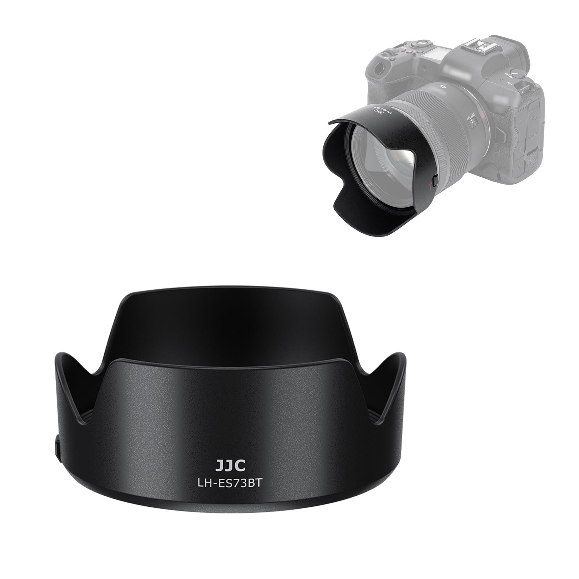 JJC ES73B - Paraluce a tulipano a baionetta compatibile con obiettivo Canon RF 45 mm F1.2 STM, paraluce reversibile sostituisce il paraluce Canon ES-73B