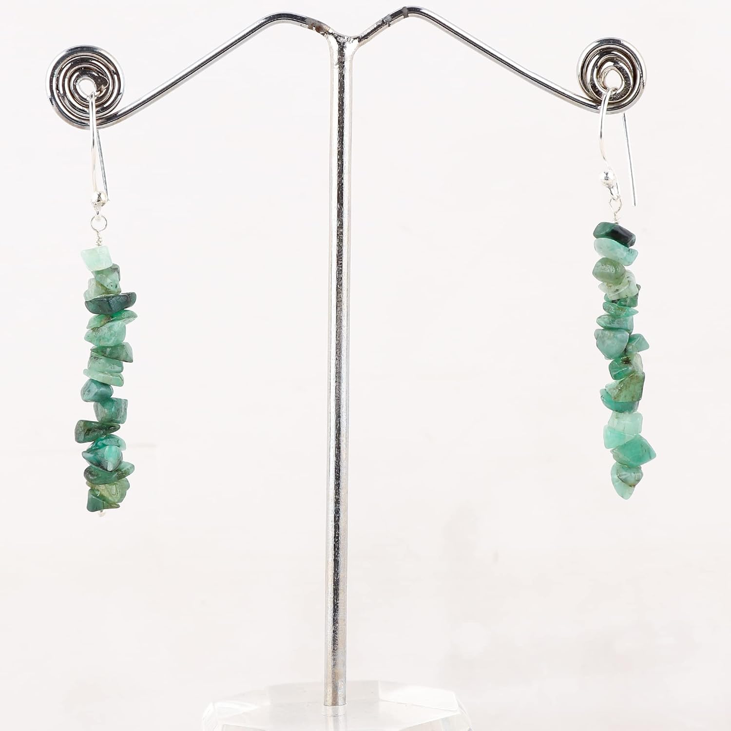Gemstone Chips Dangling Long Earrings, Stone 2-3 MM, Silver Plated, Handmade Jewelry, Chakra Healing Crystals, Polished Nuggets Stones, Women Earrings, Gemstone Jewellry - Image 4