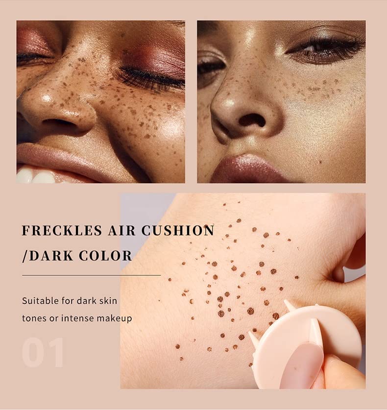 Liquid Freckle Pen Natural Lifelike Freckle Stamp Air Cushion Waterproof and Long Sweat-proof Lasting Freckle Pen Makeup for Natural Effortless Sunkissed Makeup (Dark Brown) - Image 2