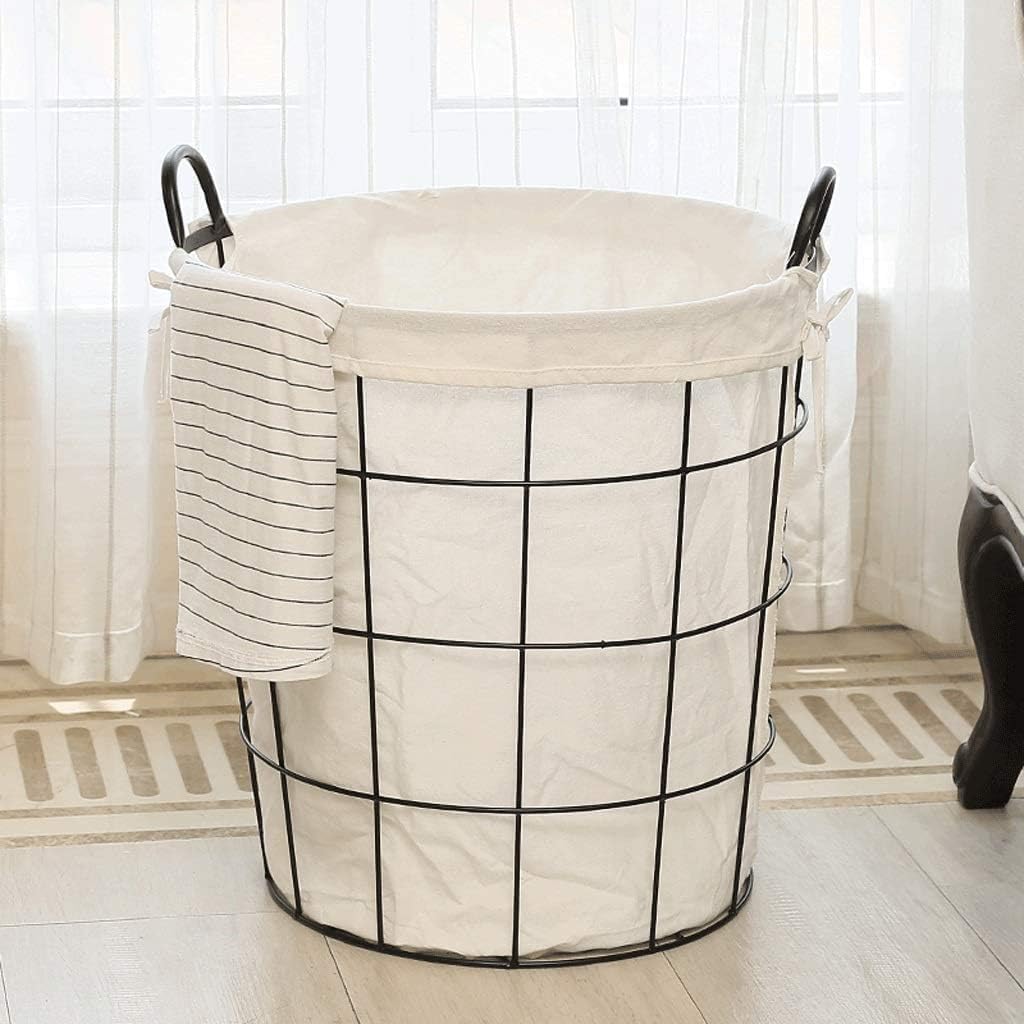 Nordic Wrought Iron Toy Storage Basket Fabric Hamper Large Laundry Basket Home Storage Bucket Simple Dirty Clothes
