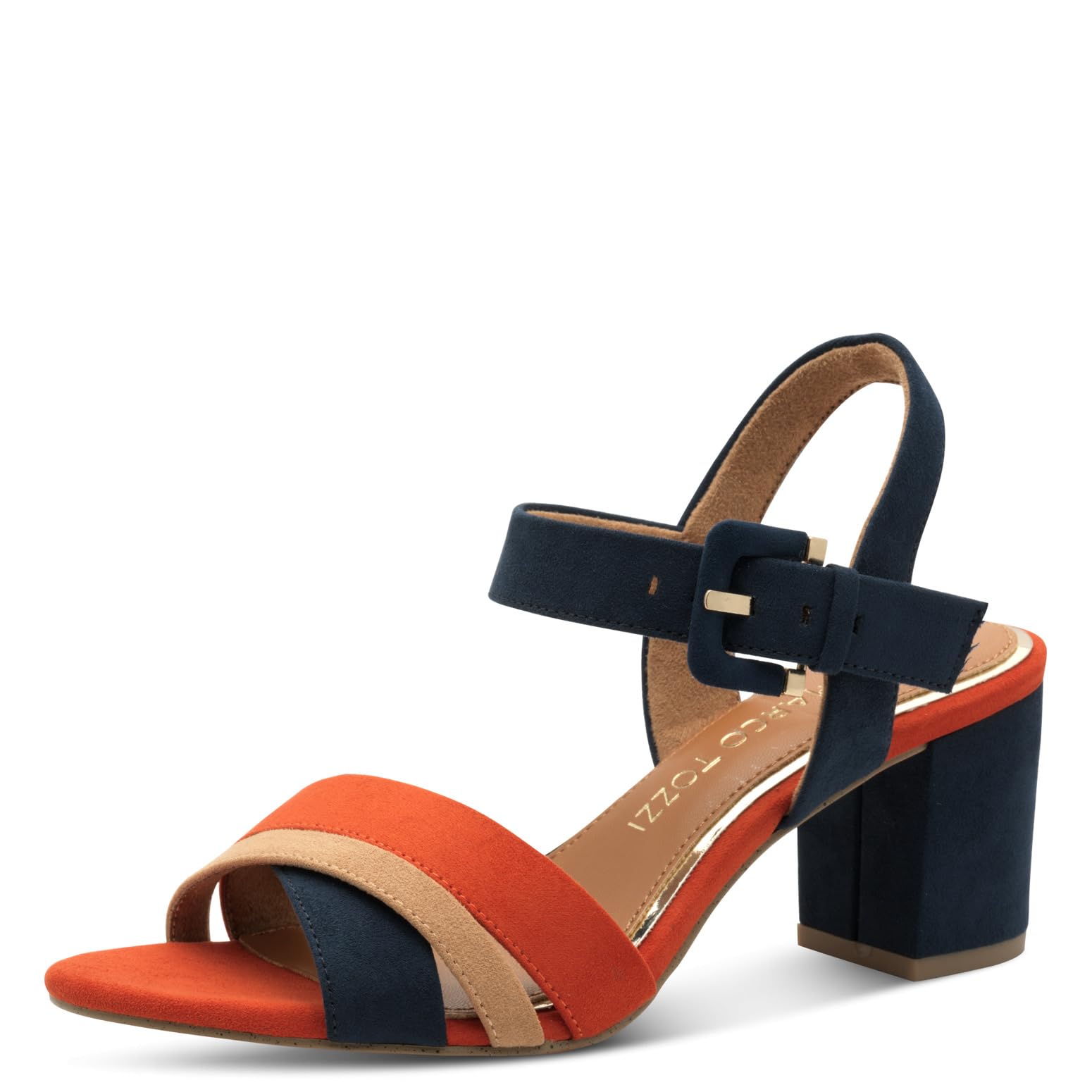 MARCO TOZZI Women's 2-28323-42 Heeled Sandal, Navy Comb, 5